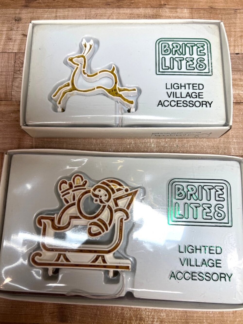 Department 56 Brite Lites Lighted Village Accessory Santa & Reindeer Figures